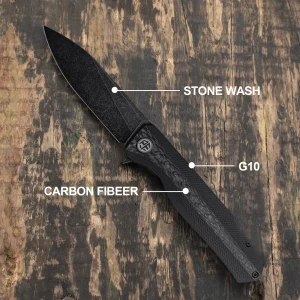 Petrified fish folding knife